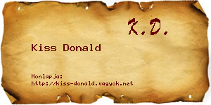 Kiss Donald névjegykártya