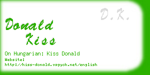 donald kiss business card